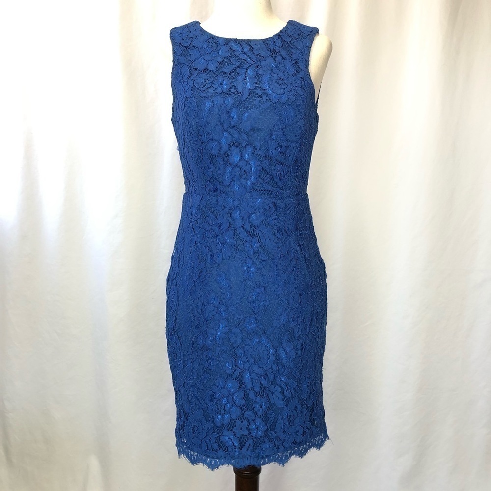 Lulu’s royal blue lace bodycon dress open back sleeveless size small